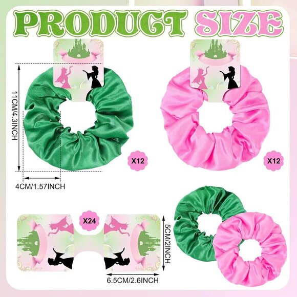 Silk Hair Scrunchies Pink Green Set 24 pcs Party Favors Witch Accessories main image 5